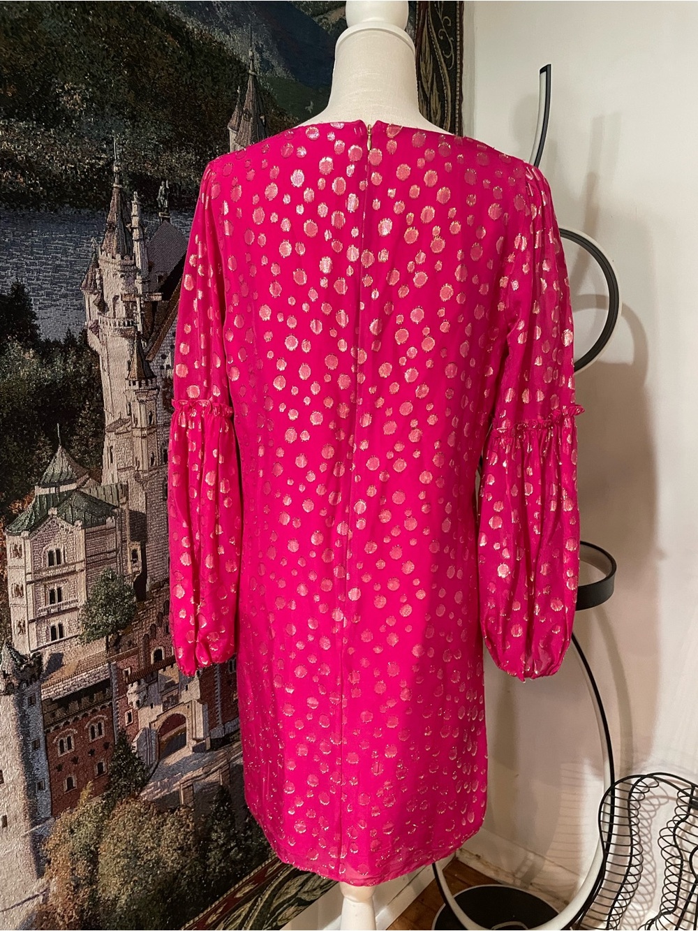Pink Lily Pulitzer V-Neck Long-Sleeve Polka Dot Women's Dress - Picture 5 of 7